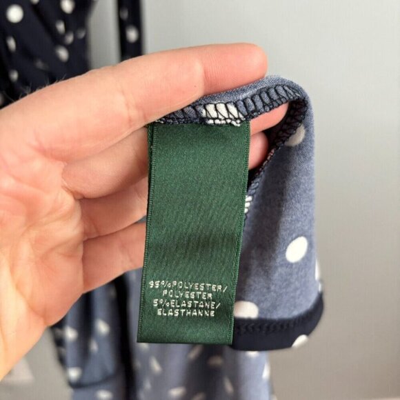 Lauren Ralph Lauren Navy and White Polka Dot Midi Dress - Picture 7 of 11